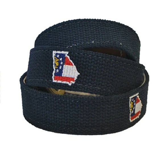 Georgia Traditional Embroidered Men's Belt Navy - Picture 1 of 5